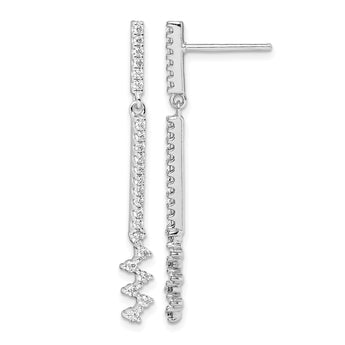 Sterling Silver Rhodium Plated CZ Dangle Earrings - Birthstone Company