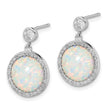 Sterling Silver Rhodium-plated Lab Created Opal and CZ Dangle Earrings - Birthstone Company