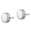 Sterling Silver Rhodium-plated 6mm Oval Created Opal Post Earrings - Birthstone Company