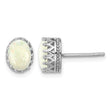 Sterling Silver Rhodium-plated 6mm Oval Created Opal Post Earrings - Birthstone Company