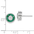 Sterling Silver Rhodium-plated CZ and Lab Cr.Green Spinel Earrings