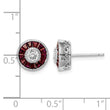 Sterling Silver Rhodium-plated CZ /Created Ruby Halo Post Earrings - Birthstone Company