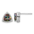 Sterling Silver Rhodium-plated Trillion Mystic Fire/White Topaz Earrings 10 in - Birthstone Company