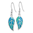 Sterling Silver Rhodium-plated Created Blue Opal Leaf Dangle Earrings - Birthstone Company