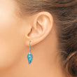 Sterling Silver Rhodium-plated Created Blue Opal Leaf Dangle Earrings - Birthstone Company