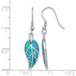 Sterling Silver Rhodium-plated Created Blue Opal Leaf Dangle Earrings - Birthstone Company