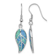 Sterling Silver Rhodium-plated Created Blue Opal Leaf Dangle Earrings - Birthstone Company