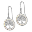 Sterling Silver Rhod-plated Creat Opal Circle w/ Tree Dangle Earrings - Birthstone Company