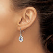 Sterling Silver Rhodium-plated Polished Created Opal & Blue CZ Teardrop Dangle Earrings