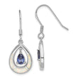 Sterling Silver Rhodium-plated Polished Created Opal & Blue CZ Teardrop Dangle Earrings