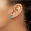 Sterling Silver Rhod-plated Creat Blue Opal Paw Print Post Earrings - Birthstone Company