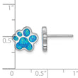 Sterling Silver Rhod-plated Creat Blue Opal Paw Print Post Earrings - Birthstone Company