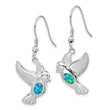 Sterling Silver Rhodium-plated Created Blue Opal Bird Dangle Earrings - Birthstone Company