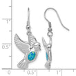 Sterling Silver Rhodium-plated Created Blue Opal Bird Dangle Earrings - Birthstone Company