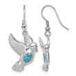 Sterling Silver Rhodium-plated Created Blue Opal Bird Dangle Earrings - Birthstone Company