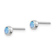 Sterling Silver RH-plated Polished 4mm Created Opal Round Stud Earrings - Birthstone Company