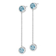 Sterling Silver Rhodium-plated Blue Topaz Chain Post Dangle Earrings - Birthstone Company