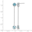Sterling Silver Rhodium-plated Blue Topaz Chain Post Dangle Earrings - Birthstone Company