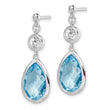 Sterling Silver Rhodium-plated White and Blue Topaz Post Dangle Earrings - Birthstone Company
