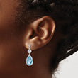 Sterling Silver Rhodium-plated White and Blue Topaz Post Dangle Earrings - Birthstone Company
