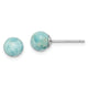 Round Larimar Stud Earrings in Sterling Silver, 6mm