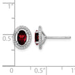 Sterling Silver Rhodium-plated Garnet Oval Post Earrings 9.6 in - Birthstone Company