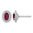 Sterling Silver Rhod-plat Created Ruby Oval Post Earrings 9.6 in - Birthstone Company