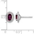 Sterling Silver Rhod-plat Rhodolite Garnet Oval Post Earrings 9.6 in - Birthstone Company