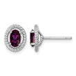 Sterling Silver Rhod-plat Rhodolite Garnet Oval Post Earrings 9.6 in - Birthstone Company