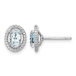 Sterling Silver Rhod-plat Aquamarine Oval Post Earrings 9.6 in - Birthstone Company