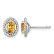 Sterling Silver Rhod-plat Citrine Oval Post Earrings 9.6 in - Birthstone Company