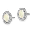 Sterling Silver Rhod-plat Milky Opal Oval Post Earrings 9.6 in - Birthstone Company