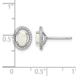 Sterling Silver Rhod-plat Milky Opal Oval Post Earrings 9.6 in - Birthstone Company