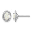 Sterling Silver Rhod-plat Milky Opal Oval Post Earrings 9.6 in - Birthstone Company