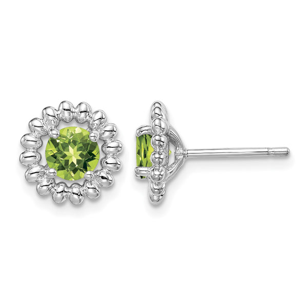 Sterling Silver Rhod-plat Peridot Earrings 10 in - Birthstone Company