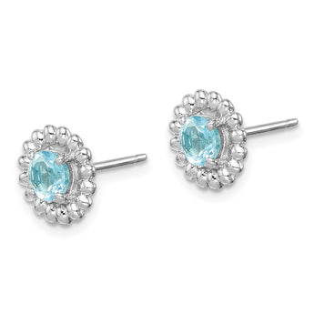 Sterling Silver Rhod-plat LB Topaz Earrings 10 in - Birthstone Company