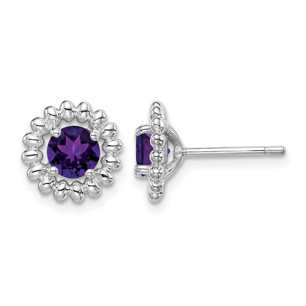 Sterling Silver Rhod-plat Amethyst Earrings 10 in - Birthstone Company