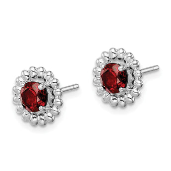 Sterling Silver Rhod-plat Garnet Earrings 10 in - Birthstone Company