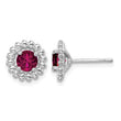 Sterling Silver Rhod-plat Created Ruby Earrings 10 in - Birthstone Company