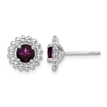 Sterling Silver Rhod-plat Rhodolite Garnet Earrings 10 in - Birthstone Company