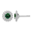 Sterling Silver Rhod-plat Created Emerald Earrings 10 in - Birthstone Company
