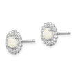 Sterling Silver Rhod-plat Milky Opal Earrings 10 in - Birthstone Company