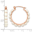 Sterling Silver Rose-tone 18k Flash Gold-plated 4-5mm White Button Freshwater Cultured Pearl Hoop Earrings - Birthstone Company