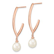 Sterling Silver Rose-tone 18k Flash Gold-plated 8-9mm White Rice Freshwater Cultured Pearl Post Dangle Earrings - Birthstone Company