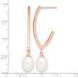 Sterling Silver Rose-tone 18k Flash Gold-plated 8-9mm White Rice Freshwater Cultured Pearl Post Dangle Earrings - Birthstone Company
