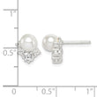 Sterling Silver CZ and Glass Pearl Post Earrings 11 in - Birthstone Company