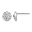 Sterling Silver RH-plated Polished & Textured Diamond Circle Post Earrings 7.5 in - Birthstone Company