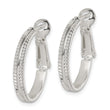 Sterling Silver Milgrain 2x20mm Omega Back Round Hoop Earrings