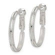 Sterling Silver Milgrain 2.25x25mm Omega Back Round Hoop Earrings
