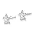 Sterling Silver Rhodium Plated CZ Turtle Post Earrings